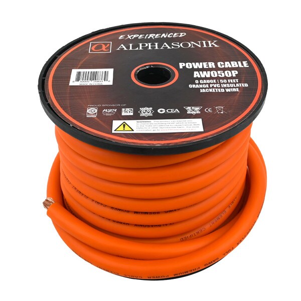 Main product image for Alphasonik AW050P 0 Gauge Power Wire Roll 50 ft Orange268-714